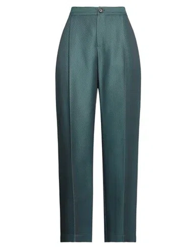 Unique Edition Woman Pants Deep Teal Size 6 Virgin Wool, Viscose, Silk In Green