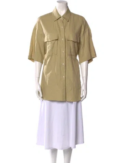 Pre-owned Unique Linen Short Sleeve Tunic In Neutral
