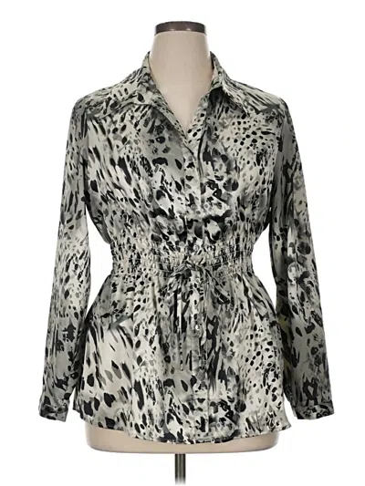 Pre-owned Unique Long Sleeve Blouse In Silver