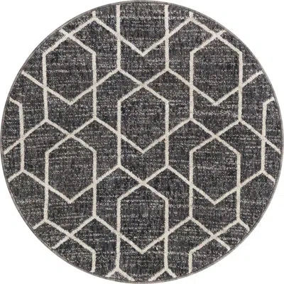 Unique Loom Contemporary Ganesh Area Rug Charcoal Gray-ivory Color In Charcoal Gray,ivory
