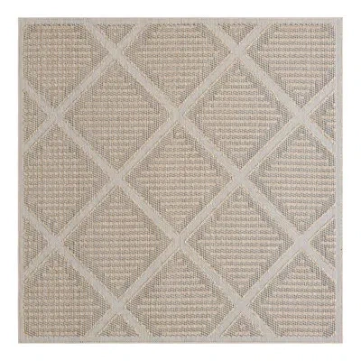 Unique Loom Geometric Machine Made Power Loom Polypropylene Plastic Indoor/outdoor Area Rug In Khaki In Brown