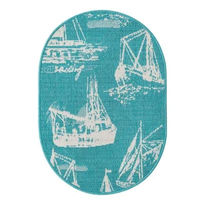 Unique Loom Indoor/outdoor Coastal Area Rug In Teal