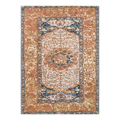 Unique Loom Indoor/outdoor Traditional Area Rug In Blue;red;pink;gold;ivory;navy