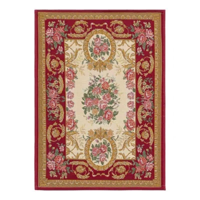 Unique Loom Indoor/outdoor Traditional Area Rug In Red;ivory
