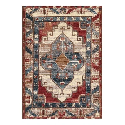 Unique Loom Indoor/outdoor Traditional Area Rug In Red,navy