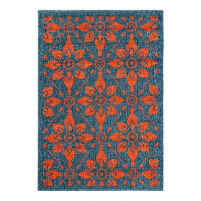 Unique Loom Indoor/outdoor Trellis Area Rug In Blue;red