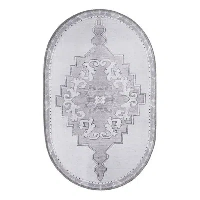 Unique Loom Machine Woven Chenille Area Rug In White Gray