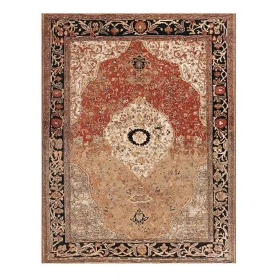 Unique Loom Oriental Machine Made Power Loom Polypropylene Plastic Indoor / Outdoor Area Rug In Brown/beige/navy In Brown;beige;navy