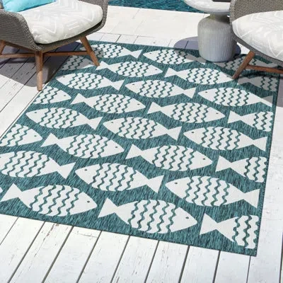 Unique Loom Outdoor Coastal Indoor/outdoor Area Rug In Blue