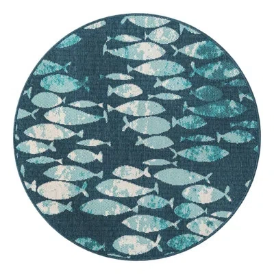 Unique Loom Outdoor Coastal Indoor/outdoor Area Rug In Blue
