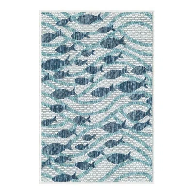 Unique Loom Outdoor Coastal Indoor/outdoor Area Rug In Blue