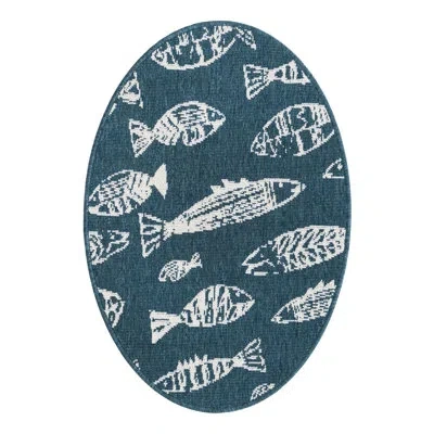 Unique Loom Outdoor Coastal Indoor/outdoor Area Rug In Blue