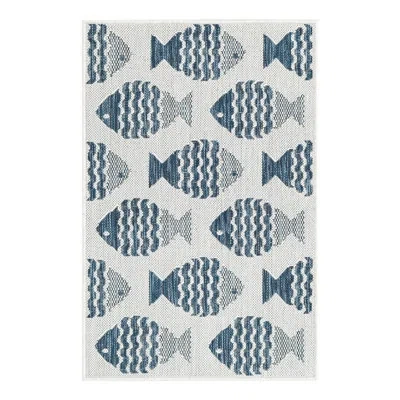 Unique Loom Outdoor Coastal Indoor/outdoor Area Rug In Navy