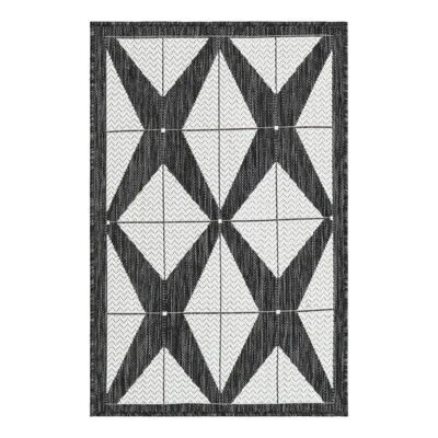 Unique Loom Outdoor Modern Indoor/outdoor Area Rug In Black;white