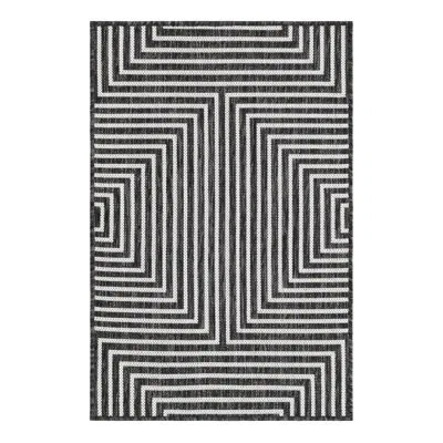Unique Loom Outdoor Modern Indoor/outdoor Area Rug In Black;white