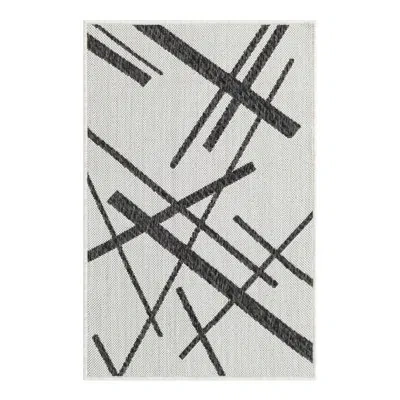 Unique Loom Outdoor Modern Indoor/outdoor Area Rug In Black;white