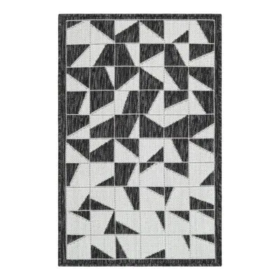 Unique Loom Outdoor Modern Indoor/outdoor Area Rug In Black;white