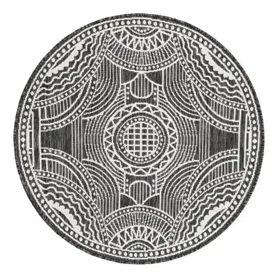 Unique Loom Outdoor Traditional Indoor/outdoor Area Rug In Black;white