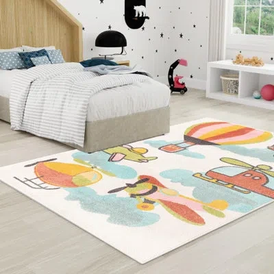 Unique Loom Whimsy Flying High Blue/yellow/red Kid Rug In Blue;red;yellow