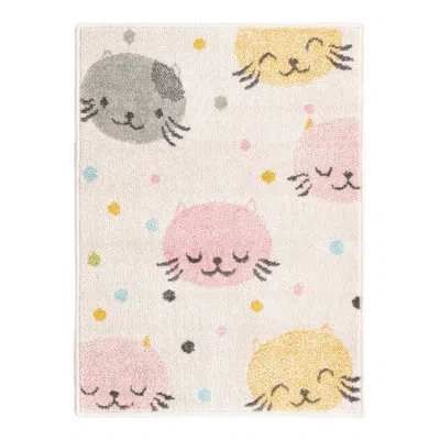 Unique Loom Whimsy Molly Pink/gray/yellow Kid Rug In Gray;yellow;pink;ivory