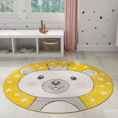 Unique Loom Whimsy Penny Yellow/blue/ivory Kid Rug In Blue;yellow;ivory