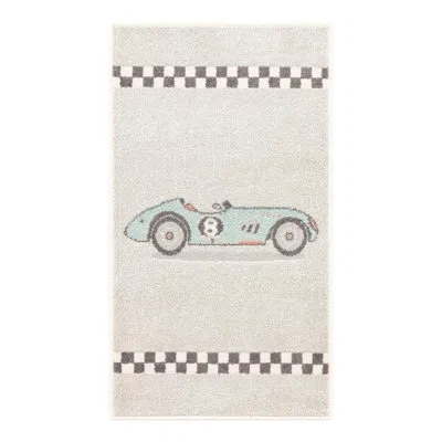 Unique Loom Whimsy  Race Car Gray/blue Kid Rug In Blue;gray