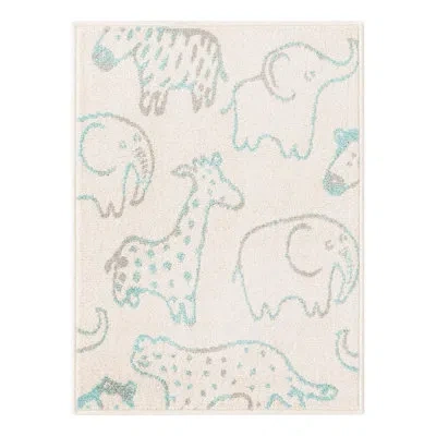 Unique Loom Whimsy Safari Animals Kid Rug In Ivory