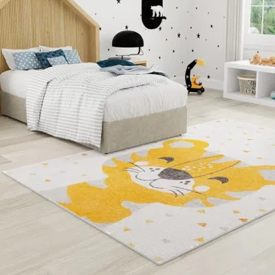 Unique Loom Whimsy Tommy Yellow/gray/ivory Kid Rug In Gray;yellow;ivory