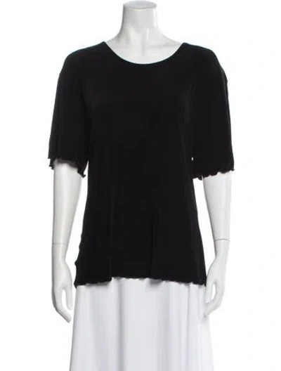 Pre-owned Unique Scoop Neck Short Sleeve Top In Black