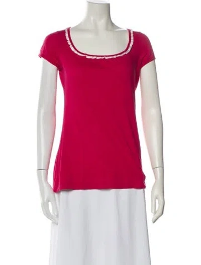 Pre-owned Unique Scoop Neck Short Sleeve Top In Pink