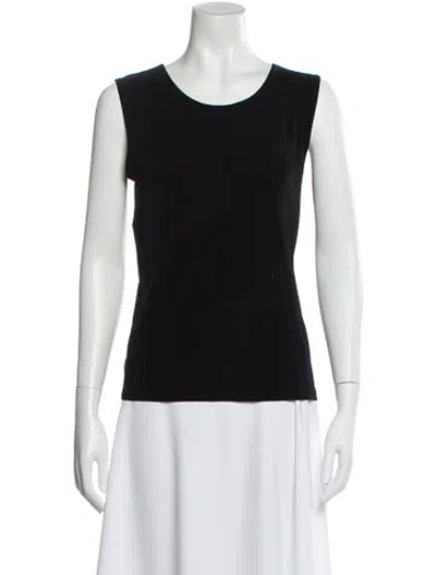 Pre-owned Unique Scoop Neck Sleeveless Top In Black
