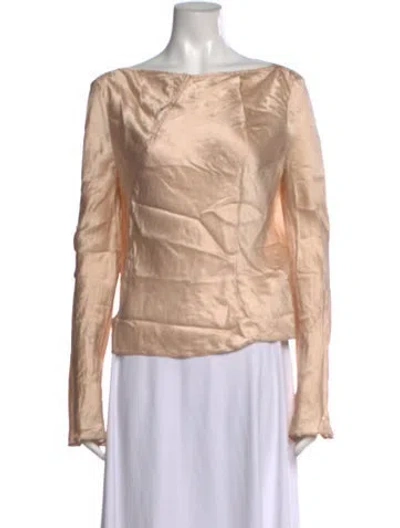 Pre-owned Unique Silk Bateau Neckline Blouse In Neutrals