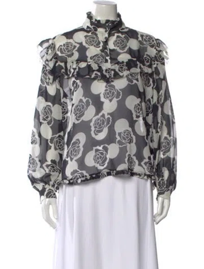 Pre-owned Unique Silk Floral Print Blouse In Multi