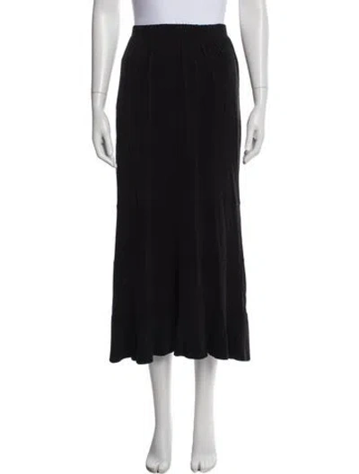 Pre-owned Unique Silk Midi Length Skirt In Black