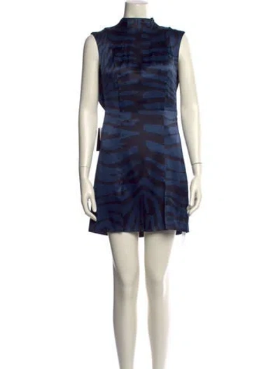 Pre-owned Unique Silk Mini Dress W/ Tags In Blue