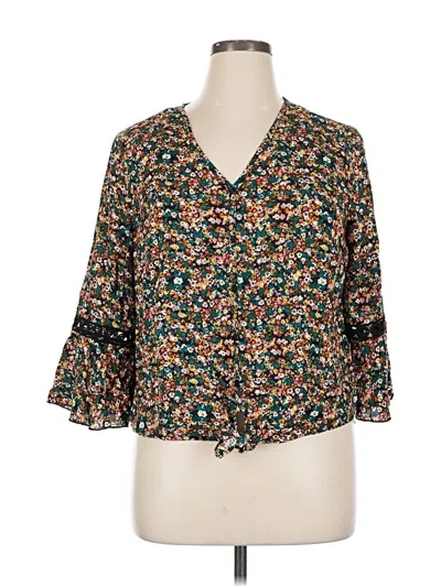 Pre-owned Unique Spectrum 3/4 Sleeve Blouse In Black