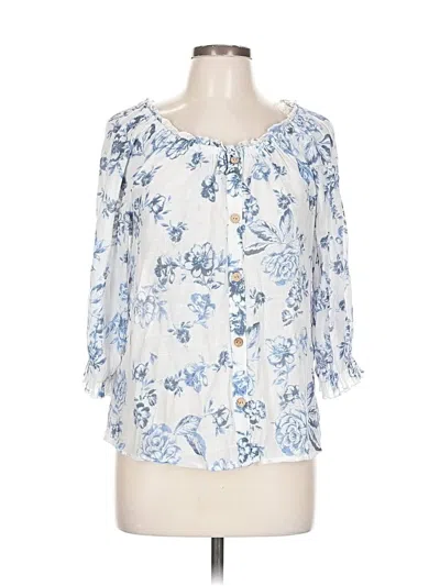 Pre-owned Unique Spectrum 3/4 Sleeve Blouse In Blue