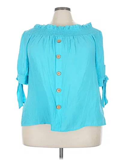 Pre-owned Unique Spectrum 3/4 Sleeve Blouse In Blue