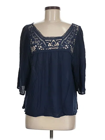 Pre-owned Unique Spectrum 3/4 Sleeve Blouse In Blue