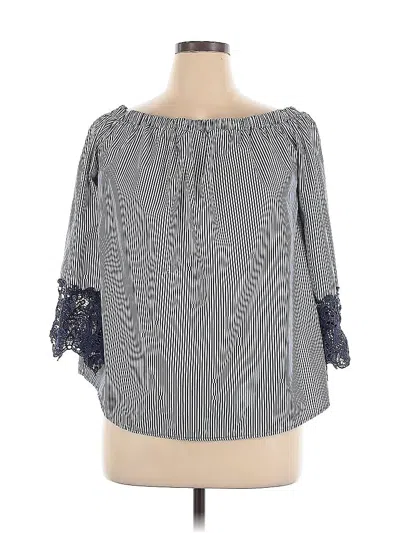 Pre-owned Unique Spectrum 3/4 Sleeve Blouse In Gray