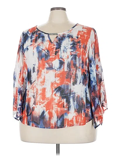 Pre-owned Unique Spectrum 3/4 Sleeve Blouse In Orange