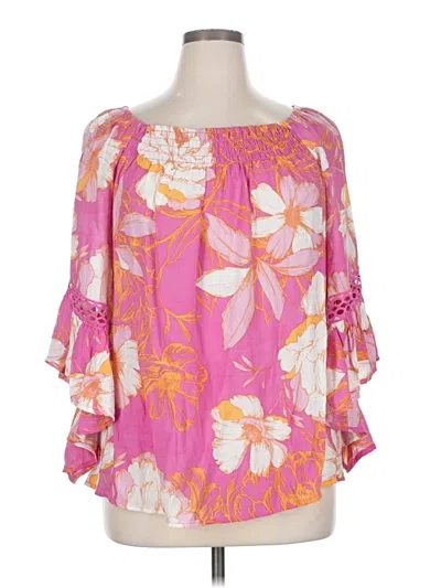 Pre-owned Unique Spectrum 3/4 Sleeve Blouse In Pink