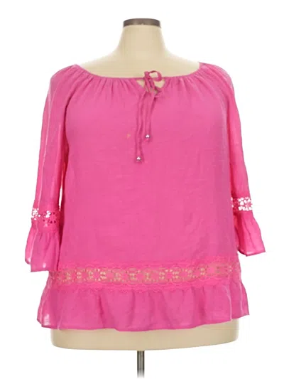 Pre-owned Unique Spectrum 3/4 Sleeve Blouse In Pink