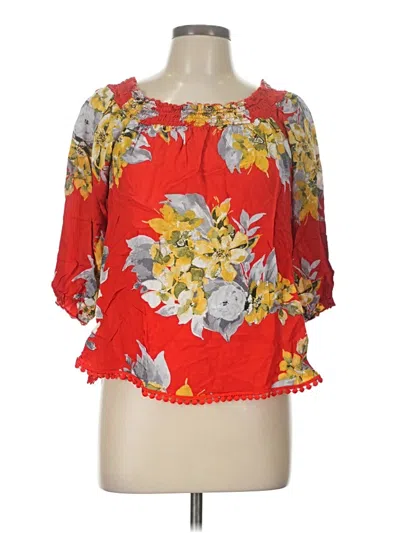 Pre-owned Unique Spectrum 3/4 Sleeve Blouse In Red