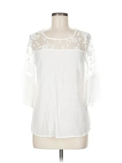 Pre-owned Unique Spectrum 3/4 Sleeve Blouse In White