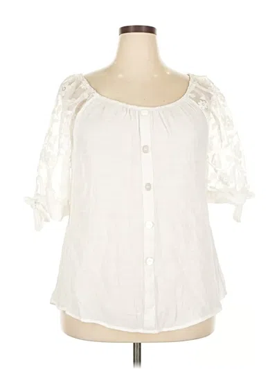 Pre-owned Unique Spectrum 3/4 Sleeve Blouse In White
