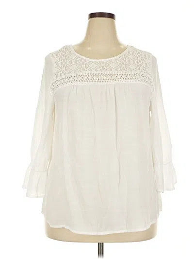 Pre-owned Unique Spectrum 3/4 Sleeve Blouse In White