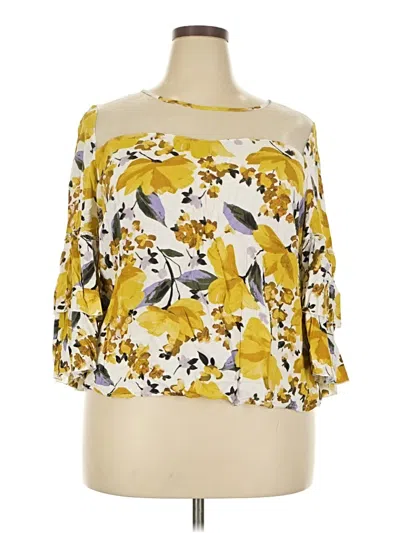 Pre-owned Unique Spectrum 3/4 Sleeve Blouse In Yellow