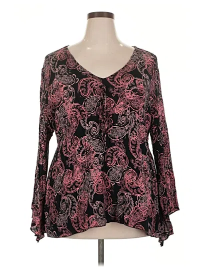 Pre-owned Unique Spectrum Long Sleeve Blouse In Burgundy