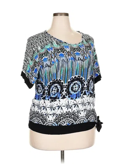 Pre-owned Unique Spectrum Short Sleeve Blouse In Blue